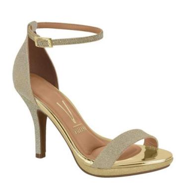 Imagem de Sandália Social Vizzano Salto Baixo Médio Alto 6210.655, Dourado glitt