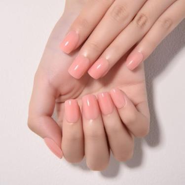 Imagem de Kits de decoração de unhas, cor sólida, conjunto de manicure oval curto reutilizável com cola de gelatina, mini lixa e bastão para acabamento de salão DIY em casa