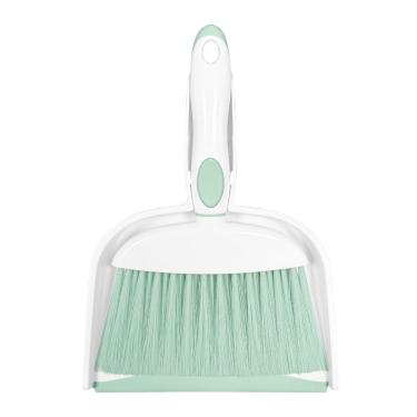 Imagem de NBGYTECH Conjunto de mini vassoura e pá de lixo pequena com conjunto de pá de lixo, ferramentas de limpeza portáteis para home office, trailer, aprendizagem, acampamento (branco + verde)