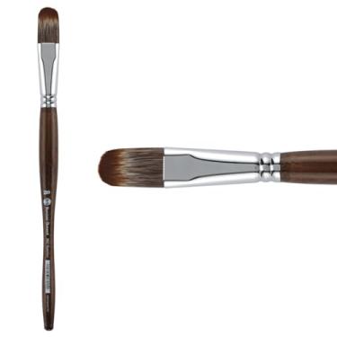 Imagem de Borciani e Bonazzi Pincel sintético Unico Mongoose Artist – Série 802 Filbert – Tamanho nº 20 – Aquarelas, óleo e tinta acrílica – Feito à mão na Itália, design antiderrapante, cabo médio ergonômico