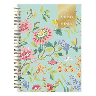 Imagem de Agenda Day Designer para Blue Sky 2023-2024 ano acadêmico semanal e mensal, 14,7 cm x 21,8 cm, capa fosca, verde menta floral escalada (137884-A24)
