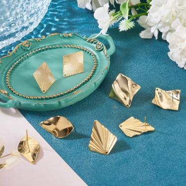 Imagem de 8 peças de brincos de latão achados de formas mistas com banhado a ouro 18K real para fazer brincos faça-você-mesmo, suprimentos artesanais, presente de joias para o Dia das Mães