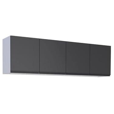 Imagem de Armário Aéreo de Cozinha 4 Portas Gaia Flat 200 Cozimax Preto