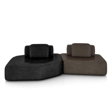 Imagem de Sofá Ilha Dakota 2 Módulos 310cm Encostos Almofadas Soltas PU Preto/Marrom G33 - Gran Belo