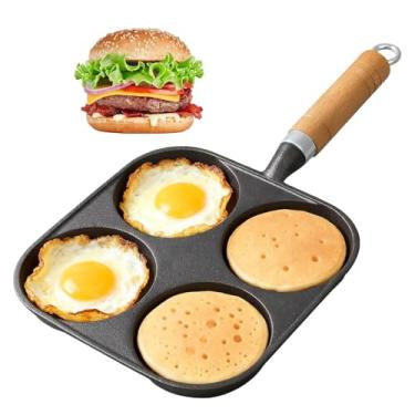 Imagem de Yuezhongoo Frigideira antiaderente de 4 xícaras, panqueca e omelete antiaderente, frigideira de omelete de café da manhã para cozinhar ovos fritos, panquecas, compatível com fogão a gás e fogão de