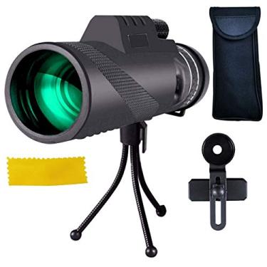 Imagem de Telescópio monocular, telescópio monocular de alta potência, 40 x 60, película verde, telescópio de turismo óptico, zoom de longo alcance para observação de pássaros adultos e binóculos de viagem ao