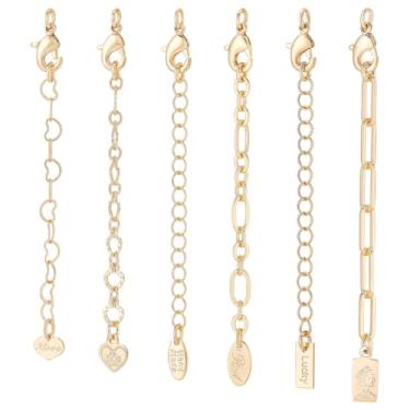 Imagem de PH PandaHall 6 Estilos Colar Dourado Extensor Pulseira Tornozeleira Extensor Corrente Extensão Joias Fecho de Lagosta Colares Correntes Finais para Mulheres Fazendo Joias Chaveiros Artesanato 6-7 cm