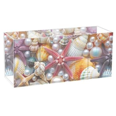 Imagem de TSENQUE Porta-lápis colorido, estrela-do-mar, personalizado, fofo, para mesa, acrílico, arte de escritório, organizador de pincéis, porta-lápis, copo decorativo, material de escritório