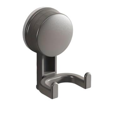 Imagem de 1 gancho de ventosa de luxo, tipo gancho duplo. Estas são ventosas a vácuo sem diamantes. São fáceis de instalar e não danificam as paredes. Adequado para qualquer ambiente (cinza)