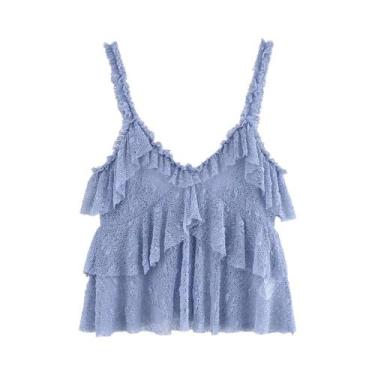 Imagem de Conjunto De Vestido De Verão Feminino Com Top De Alças Em Renda E Saia