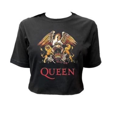 Imagem de Cropped de Banda Queen Stamp Feminino Manga Curta Gola Redonda-Feminino