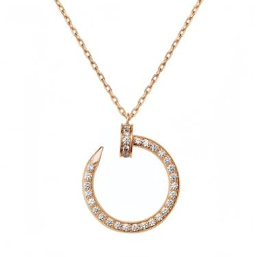 Imagem de Necirhuk Colar de casal banhado a ouro 18 K, design elegante, presente de joia de dia dos namorados, elegante colar de unha de ouro para mulheres, corpo do pai, 9.06, Ouro roso, Zircônia cúbica