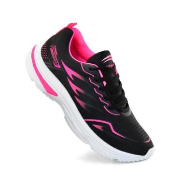 Imagem de Tênis Feminino Esportivo Infily para Caminhada Corrida Treino Academia Crossfit Leve com Sola em Micro Expandido Cano Baixo Respirável Resistente à Água (Preto/Pink, BR, Adulto, Numérico, M, 35)