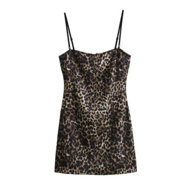 Imagem de Vestido Curto De Cetim Com Estampa De Leopardo Sexy Produto Novo Prima