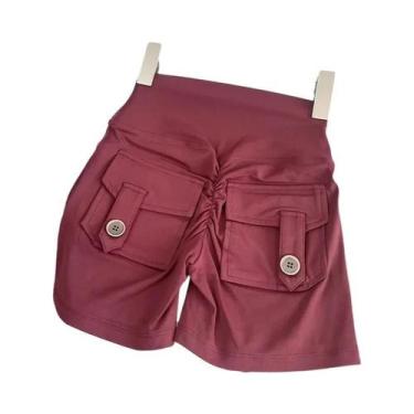 Imagem de Shorts De Yoga Femininos De Cintura Alta Para Treino Fitness Levanta B