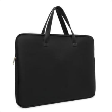 Imagem de Capa Case para Notebook 14 15 16 17 Polegadas | Pasta Executiva em Couro Ecológico com Alça Confortável Compatível com Todas as Marcas(Preto)