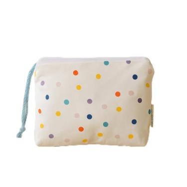 Imagem de Mini bolsa de moedas com zíper – linda bolsa de armazenamento floral xadrez azul de bolinhas para batons, fones de ouvido, cartões e pequenos itens essenciais, Branco