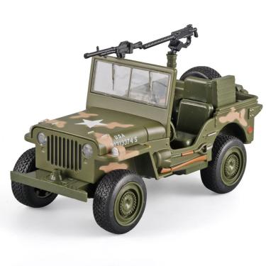 Imagem de Modelo fundido sob pressão Military Jeep em escala 1:32 com luzes e som