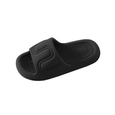 Imagem de Pantufas masculinas casuais com sola grossa, elegante, resistente ao odor, para primavera, verão, adequado para uso doméstico e banheiro, EVA, Preto, 37