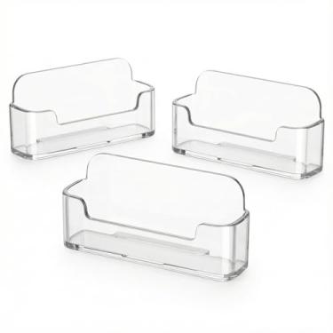 Imagem de Pacote com 3 suportes de exibição de cartão de visita de acrílico transparente para mesa