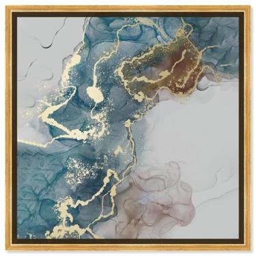 Imagem de Art Remedy Arte de parede abstrata colorida com fluxo de ouro derretido, moldura dourada, 76 cm x 76 cm