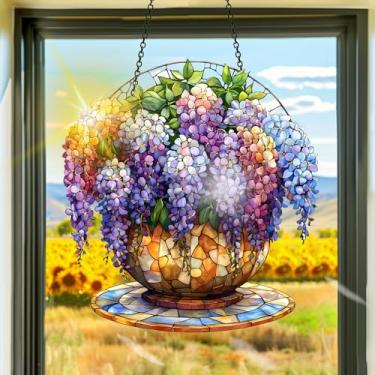 Imagem de Acrílico colorido, apanhadores de sol de primavera, decoração de janela pendurada, lavanda, arte de parede, para quarto, interior, exterior, jardim, dia dos namorados, enfeites de Páscoa, 19 x 19 cm
