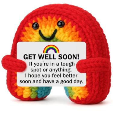 Imagem de BuiltFit Get Well Gifts for Women - Get Well Soon Inspirational Handmade Crochet Rainbow After Surgery Recovery Self Care Feel Better Thinking of You Cancer Care Comfort Gift for Men Patients Friends