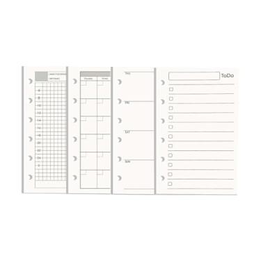 Imagem de NatSumeBasics Refil de papel A7 para fichário, pacote com 4, 7,6 cm x 12,7 cm, sem data, diário, semanal, mensal, inserções para agenda, 180 folhas, 6 furos, para diário pessoal de viagem (A7)