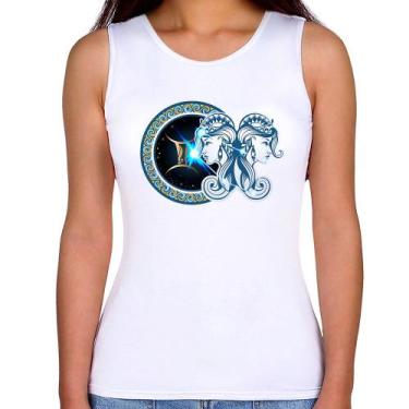 Imagem de Regata Feminina Signo Gêmeos Astrologia - Foca na Moda, Branco, G