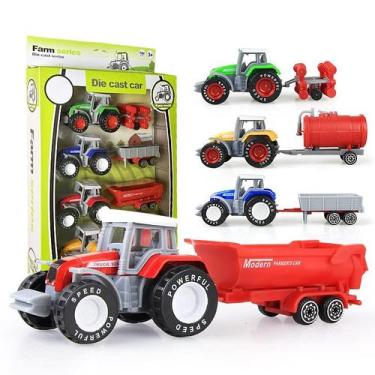Imagem de Conjunto Farm Tractor Toy HOMSEEK Kid's com reboques em liga leve e AB