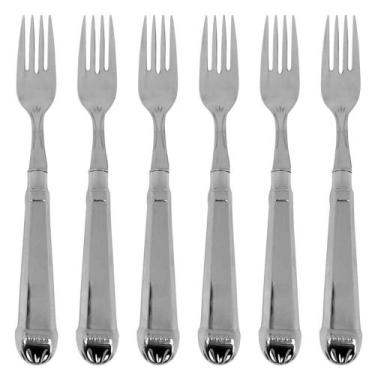 Imagem de Jogo 6 Garfos Jumbo para Churrasco 20cm Aço Inox Prateado Nobre Robust