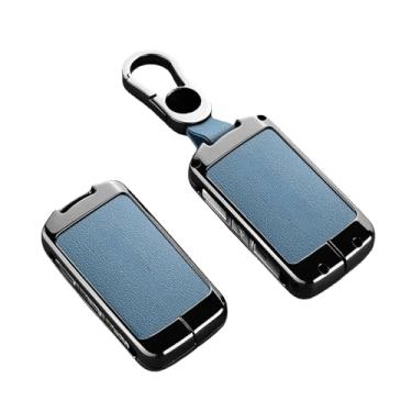 Imagem de Capa de couro para chave de carro, compatível com volvo 1 polestar 2 3 4 2024 2025, protetor, chaveiro, bolsa, acessórios(Blue keychain)