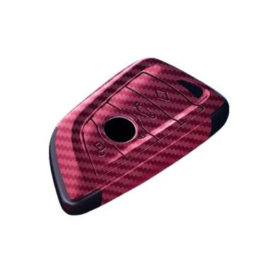 Imagem de Abs carro remoto chave caso capa escudo fob compatível com bmw x1 x3 x5 x6 x7 g20 g30 g05 f15 f16 1 3 5 7 série f01 f02 g11 f48 f39 keyless(Carbon grain red)