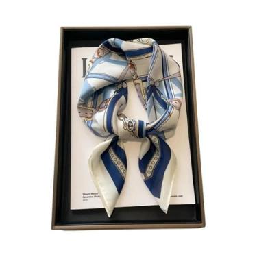 Imagem de Lenço De Seda Luxuoso Feminino 70x70cm, Xale Quadrado Para Escritório,