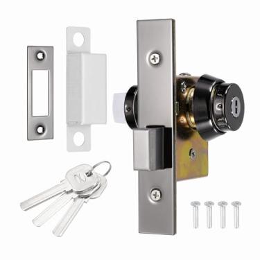 Imagem de PATIKIL Fechadura de porta de loja, fechadura comercial de fechadura de mortise, parafuso quadrado, conjunto de fechadura central de vidro emoldurado com trava interna e 3 chaves, preto