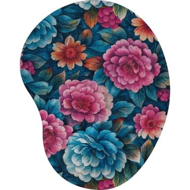 Imagem de Mouse Pad Ergonômico Gota Peônias Coloridas Pintura Clássica