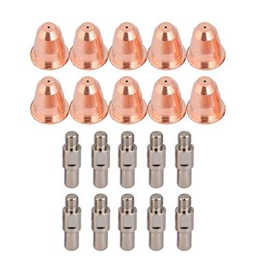 Imagem de AMONIDA Conjunto de Bico de Eletrodo de Cortador de Plasma Consumíveis de Alto Desempenho para Corte para Tocha de Cortador de Plasma S45 S25, 10pcs PR0110 Eletrodo 10pcs PD0116-08 Bicos para Aço