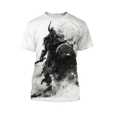 Imagem de Camiseta Masculina Preta E Branca Com Estampa De Tatuagem 3D, Estilo H