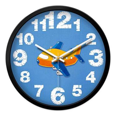 Imagem de Relógio de parede silencioso sem tique-taque redondo adorável presente de desenho animado relógio de parede infantil para quartos sala de estar cozinha decoração perfeita, B (C)
