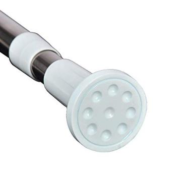 Imagem de Trilho de cortina de chuveiro de aço inoxidável, trilho de roupas, haste de cortina, haste telescópica, simples sem perfuração (tamanho: 110-200 cm) (prata 70) (prata 70)