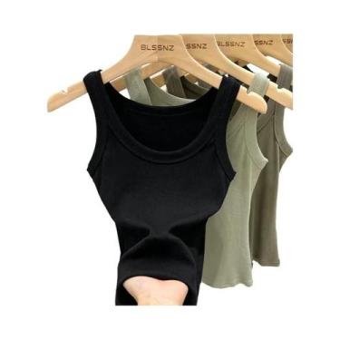 Imagem de Camiseta Regata Feminina De Algodão Com Decote Redondo E Textura Canel