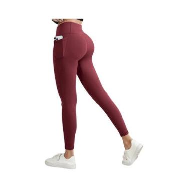 Imagem de Leggings Femininas De Cintura Alta Em Cor Sólida, Calças De Treino Que