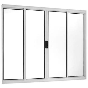 Imagem de Janela Para sala/Cozinha 4 Folhas 1,00x2,00 Aluminio Branco SEM GRADE 