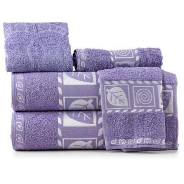 Imagem de Jogo De Toalhas 5 Peças Banho E Rosto 100 Algodão Com Piso Banheiro e 