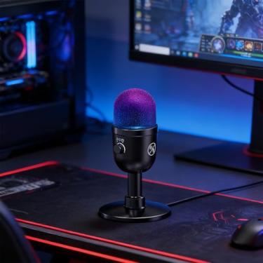 Imagem de Microfone USB para PC – Microfone para jogos de computador com iluminação RGB para PS 4 e 5, mixagem de áudio duplo, mudo, saída de fone de ouvido, microfone condensador Hi-Fi de 192 kHz/24 bits para