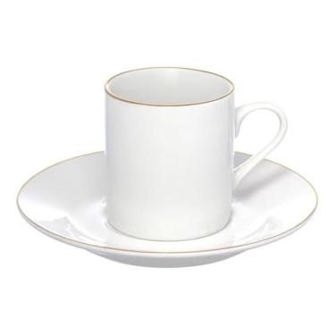 Imagem de Xícara De Café Porcelana Borda Dourada Com Pires Royal Premium 90ml Haüskraft