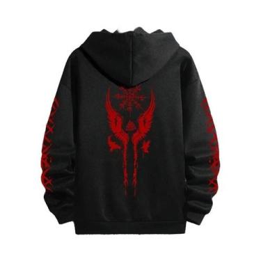 Imagem de Moletom Masculino Preto Casual Com Capuz Para Outono/Inverno, Estilo E