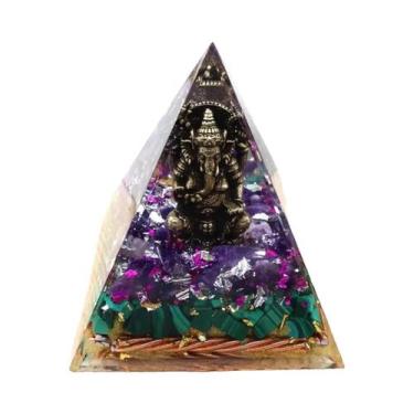 Imagem de Estátua De Ganesha Em Ametista E Malaquita, Pirâmide De Orgone De Cris