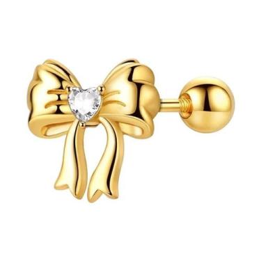 Imagem de Brincos De Prata Esterlina 925 Femininos Com Laço E Estrela, Joia Fina