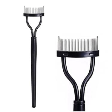 Imagem de Modelador de cílios em aço inoxidável, separador de cílios com cobertura, aplicador de pente definidor de cílios (preto)